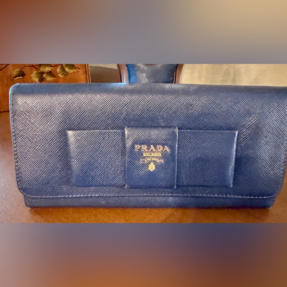 Prada Navy Textured Leather Accessory